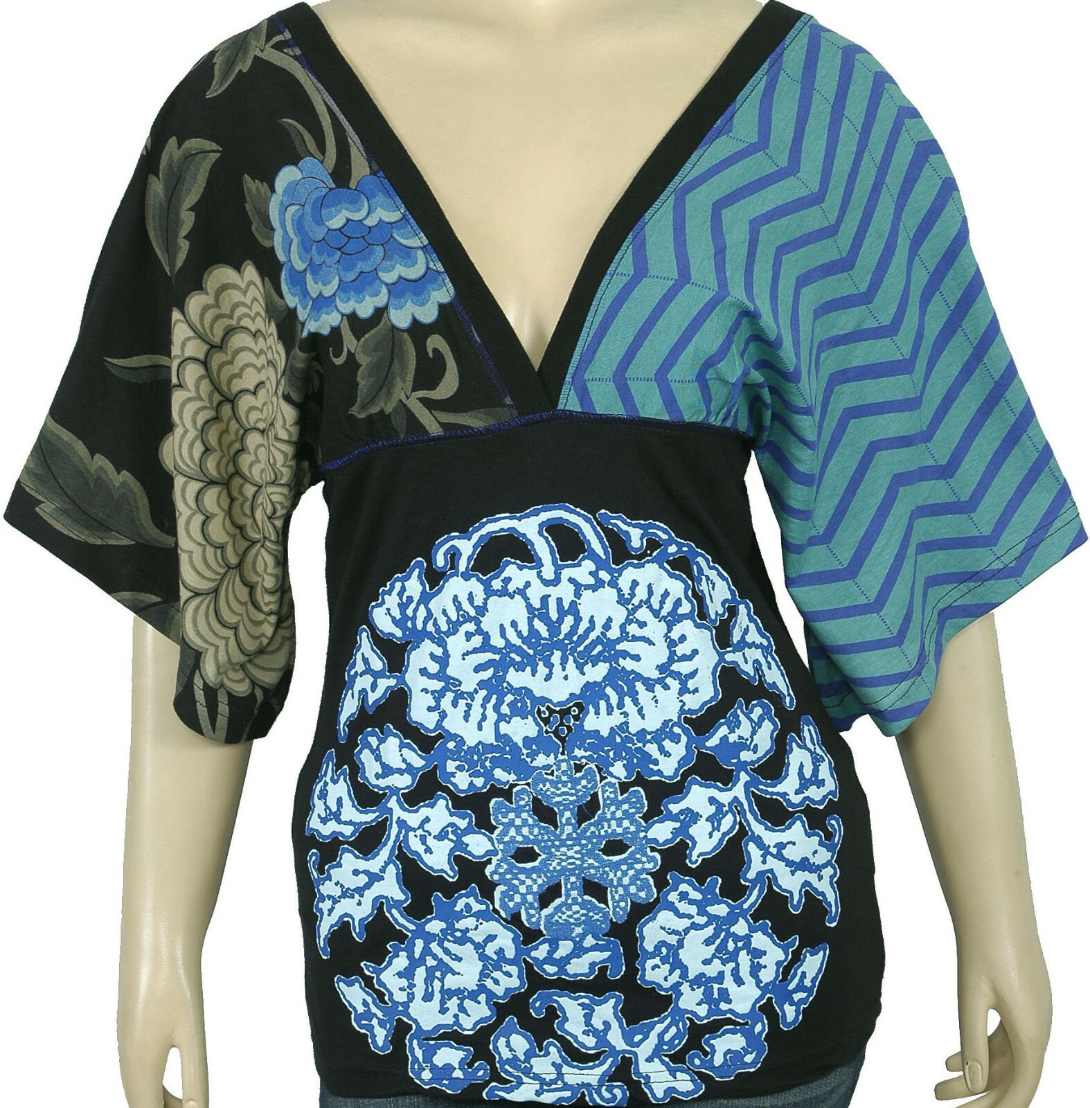Desigual Womens Printed Minikae T-shirt Top S Graphic Kimono