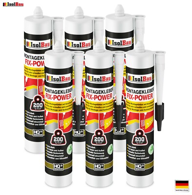 Montagekleber FIX-POWER Baukleber 6 x 300ml Styroporkleber weiß 200kg / 10cm