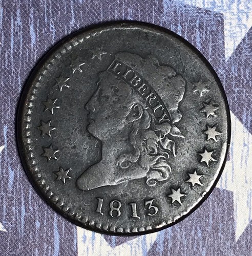 1813 LARGE CENT RARE DATE COPPER COLLECTOR COIN FOR COLLECTION.