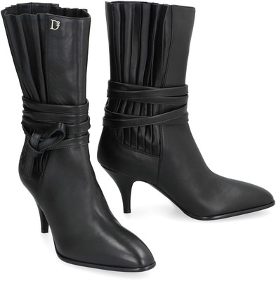 Pre-owned Dsquared2 Leather Ankle Boots In Black