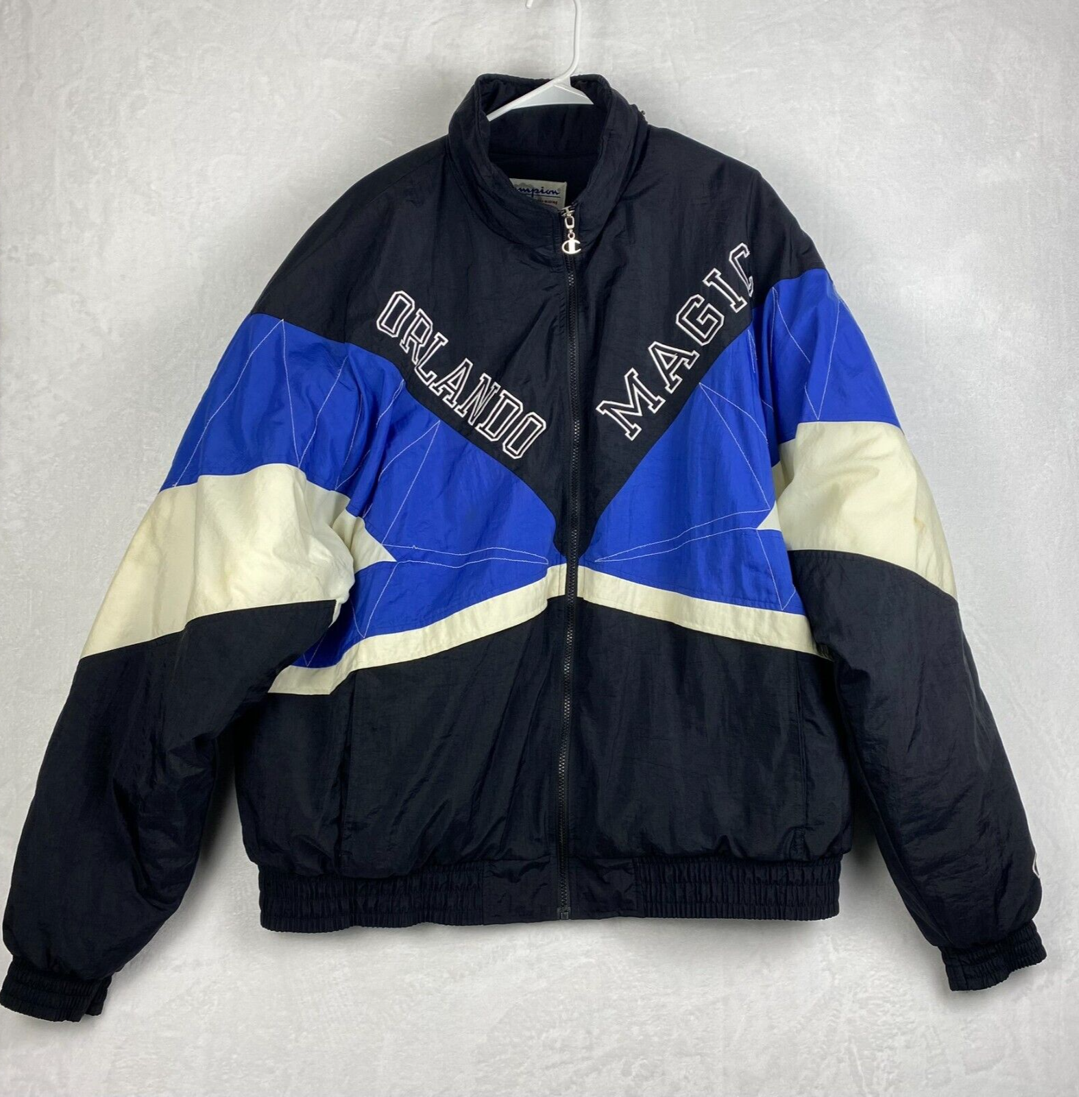 Vintage Champion Orlando Magic Jacket Mens XXL 2XL Black Blue Full