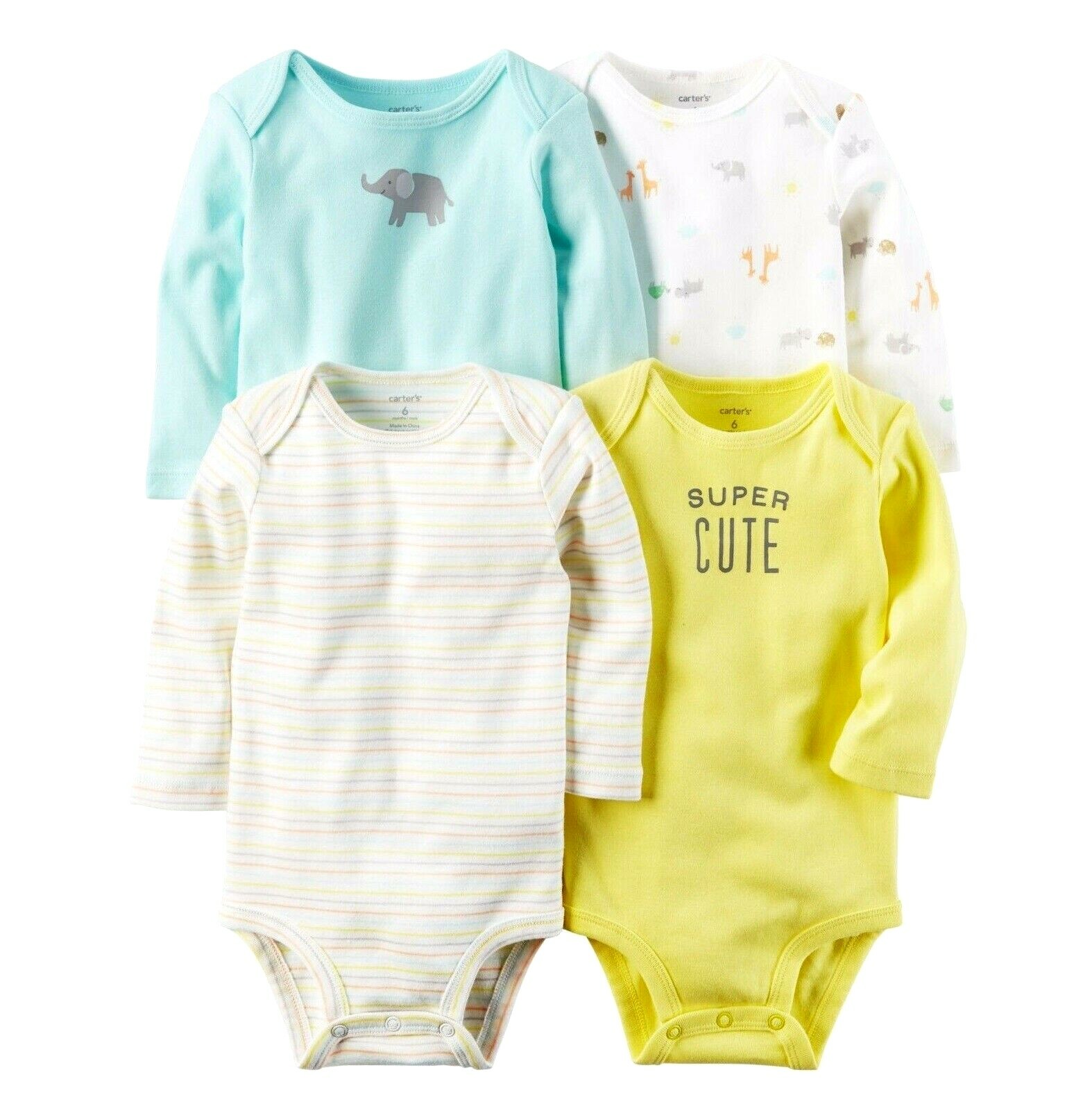 

КОМПЛЕКТ ХЛОПКОВОГО БОДИ CARTERS 4PK НЕЙТРАЛЬНЫХ ЦВЕТОВ ДЛЯ МАЛЕНЬКИХ МАЛЬЧИКОВ И ДЕВОЧЕК, ОДЕЖДА 3M, Multi-colors
