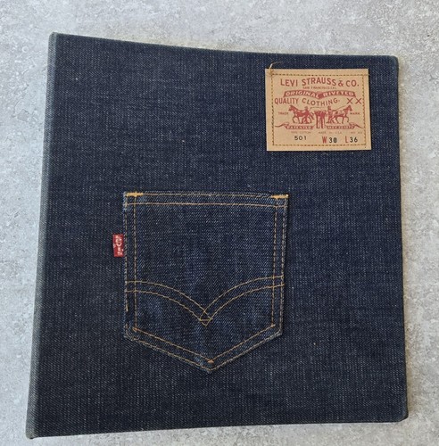 Vtg Levi's 501 Jeans Blue Denim 3 Ring Binder Hard Cover 100