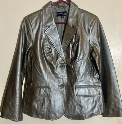 Chadwick s Of Bostons Women s Size 10P Silver Leather Jacket Vintage