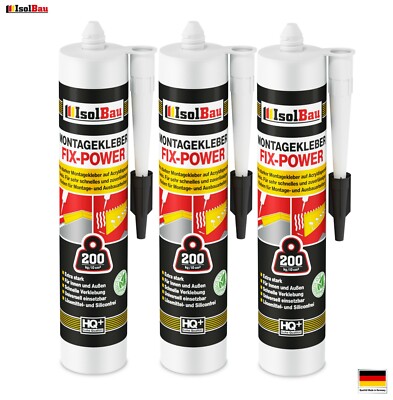 Montagekleber FIX-POWER Baukleber 3x 480g Kartusche weiß Qualität 200kg / 10cm