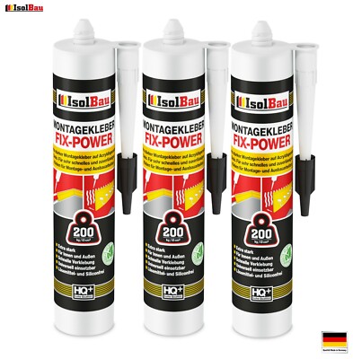 Montagekleber FIX-POWER Baukleber 3x 480g Kartusche weiß Qualität 200kg / 10cm