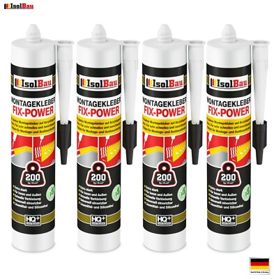 Montagekleber FIX-POWER Baukleber 4x 480g Kartusche weiß Qualität 200kg / 10cm