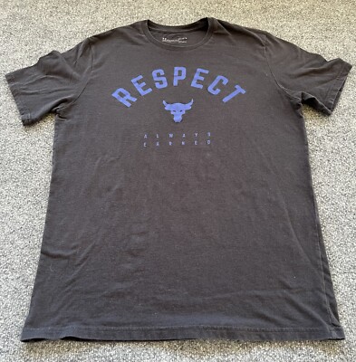 Under Armour Mens L T Shirt Black Respect  Always Earned  Duane Johnson The Rock