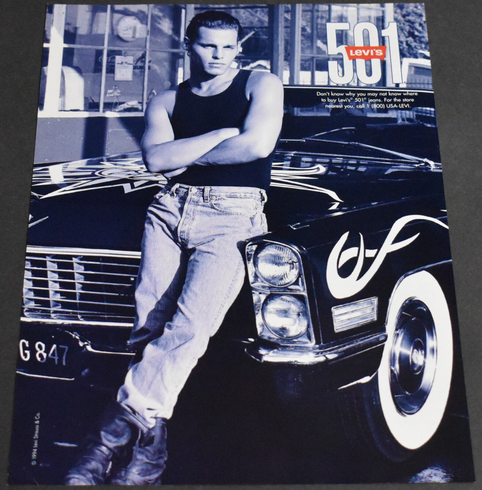 Levi’s BIG E 501 ADVERTISING POSTER LEVI'S VINTAGE POSTER ORIGINAL 1980'S ICONIC RARE 501 DENIM
