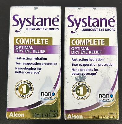 2 BOX SYSTANE COMPLETE OPTIMAL DRY EYE RELIEF 10ML 1/3 FL DAMAGE BOX 06/25+ (i3)