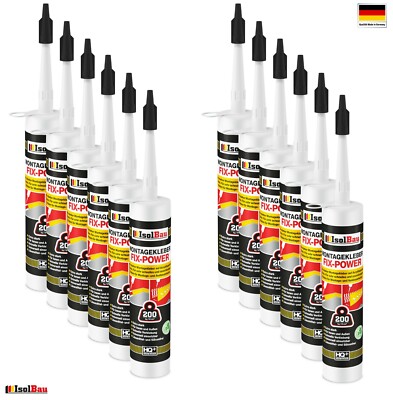 Montagekleber FIX-POWER Baukleber 12 x 480g Kartusche weiß Qualität 200kg / 10cm