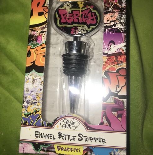Grafitti Pink “party” Bottle Stopper Enamel And Steel NIB! Beautiful!