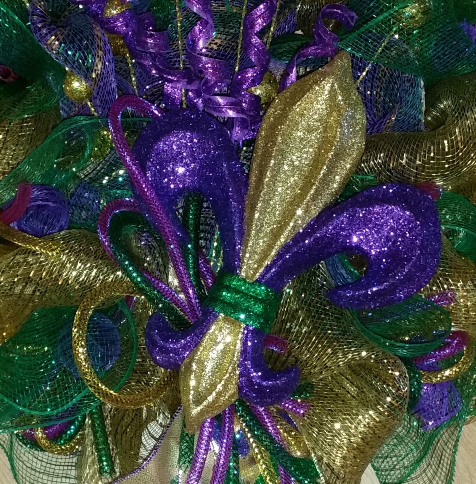 Mardi Gras Wreath Fleur de Lis Wreath Deco Mesh Wreath Mardi Gras door wreath