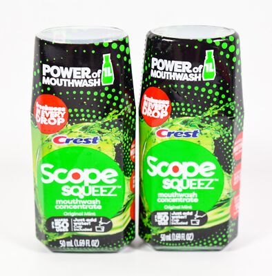 2 Crest Scope Squeez Mouthwash Concentrate ORIGINAL MINT 1.69 oz Sealed bottle