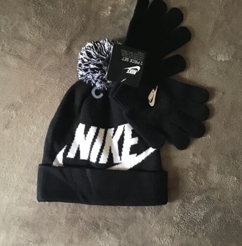 NIKE boys 2pc Cap & Gloves Sz 8/20 black or Volt NEW