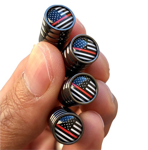 Thin Red Line Flag Tire Valve Cap Stem Cover Set FAST FREE SHIPPING