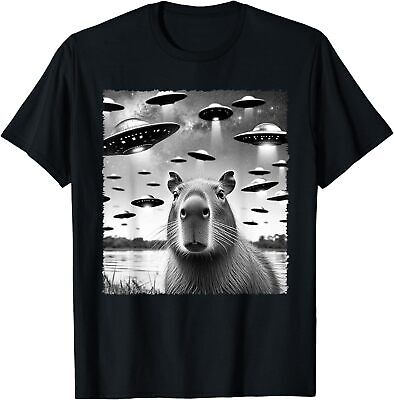 Three Moon Capybaras T-Shirt. Funny Cute Animal Parody Tee S-5XL