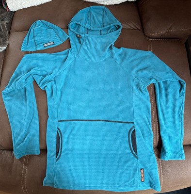 New Melanzana Micro Grid Hoodie V2 Marine Blue Size Medium & Micro Beanie Marine