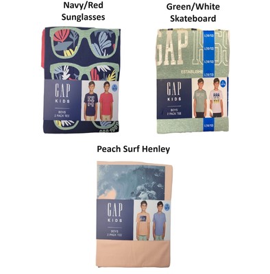 Футболка с круглым вырезом и коротким рукавом из хлопчатобумажной смеси Gap Kids для мальчиков без меток, 2 упаковки
