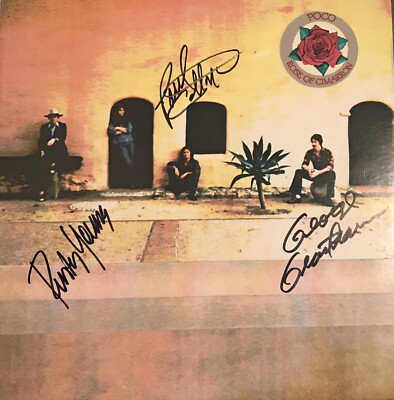 Poco Signed X3 Rose of Cimarron LP Vinyl Rusty Young, Paul Cotton, Grantham Rare