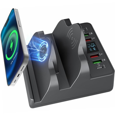 Charger Station Wireless Charger Phone with QC/PD Ports, 8 in 1 Fast Charging...