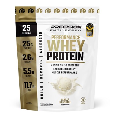 Performance Whey Protein Powder Vanilla Milkshake Muscle Gain Exercise Recovery