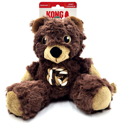 Kong Teddy Knots Bear Medium Brown Squeaky Plush Dog Toy