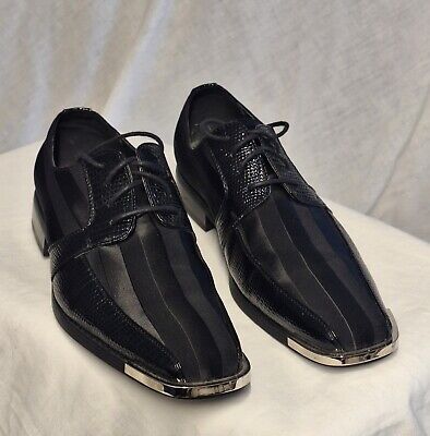 Black Viotti Mens Tuxedo/Dress Shoes size 10 Excellent Condition silver tips 