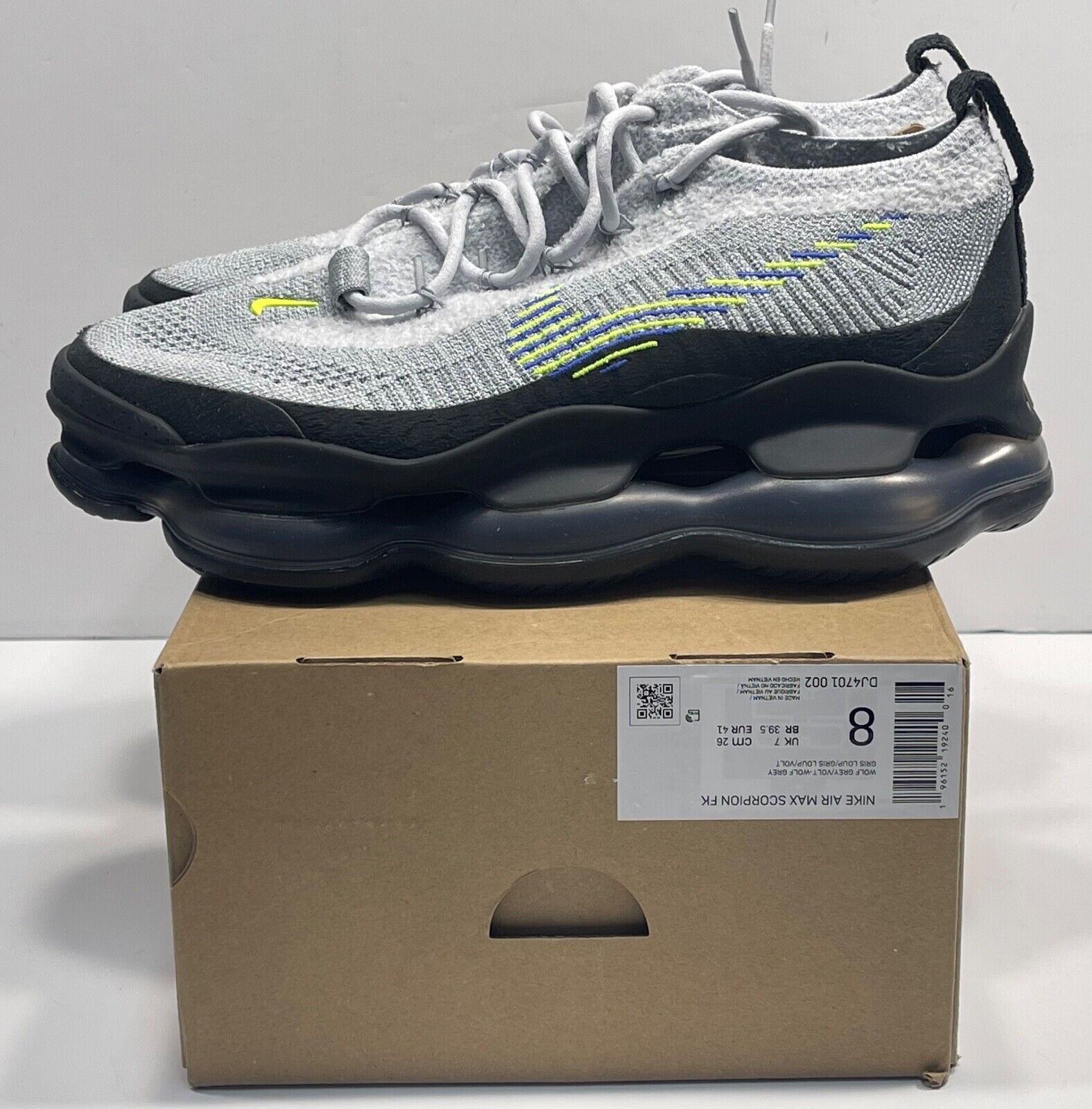 Nike Air Max Scorpion Flyknit 'Wolf Grey Volt' (DJ4701-002 Nike Air Max Scorpion Flyknit 'Wolf Grey Volt' (DJ4701-002