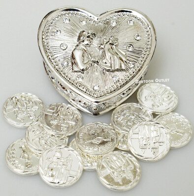 WEDDING CEREMONY Silver HEART ARRAS DE BODA 13 UNITY COINS COUPLE NEW CUTE