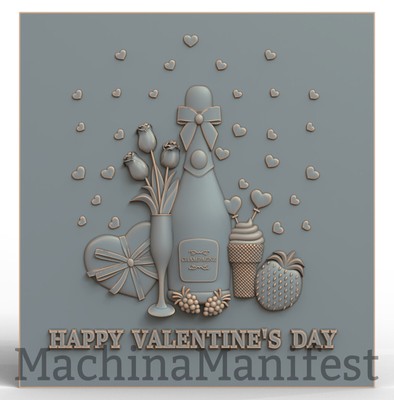 3D Model STL File for CNC Router/Laser & 3D Printer 2947. HAPPY VALENTINE'S DAY