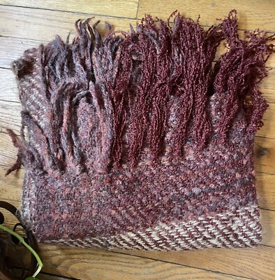 Burgundy Burnt Rust orange Fall  Scarf W/ Fringe Lg Quality Wrap Around Ladies