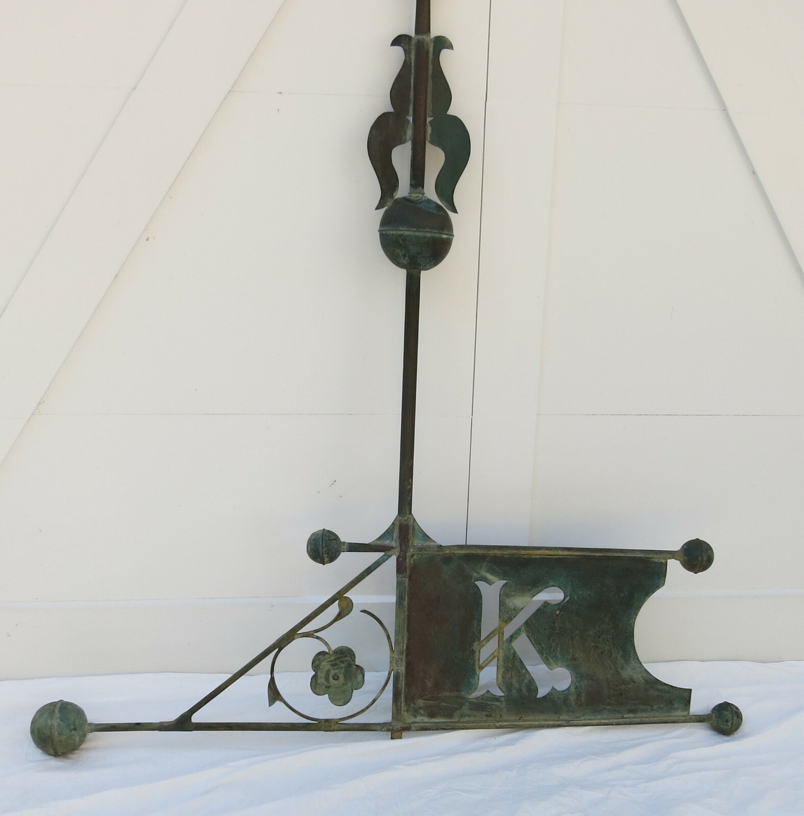 Antique Bannerette Weathervane Letter K, Church Topper