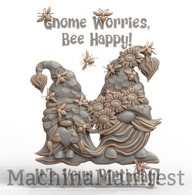 3D Model STL File for CNC Router/Laser & 3D Printer 3041. GNOME WORRIES