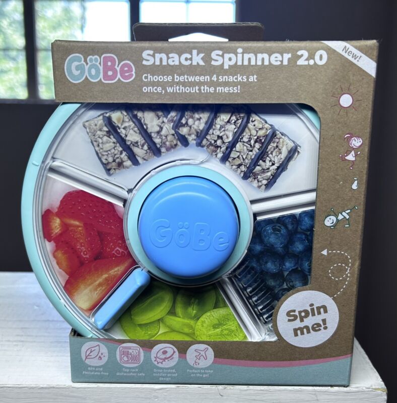 GoBe Kids Snack Spinner 2.0-Compartments-Push Button- Sliding Door- No Slip