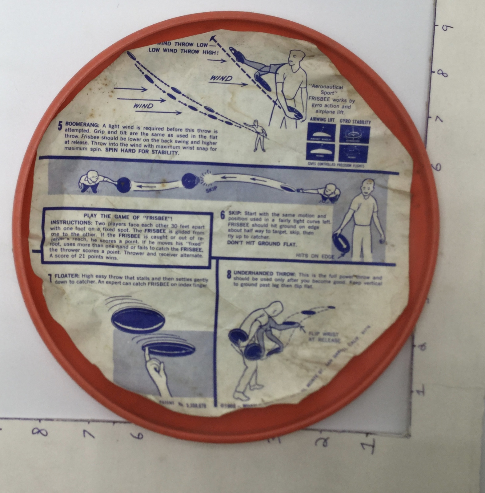 Vintage Original FRISBEE w info paper; c. 1968 Whamo -- BUGER CHEF --