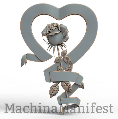 3D Model STL File for CNC Router/Laser & 3D Printer 2949. ROSE OF LOVE