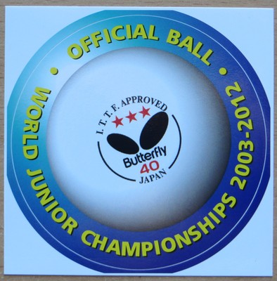 Tischtennis Aufkleber BUTTERFLY Official Ball 2012 (Größe rund Durchmesser 9cm)