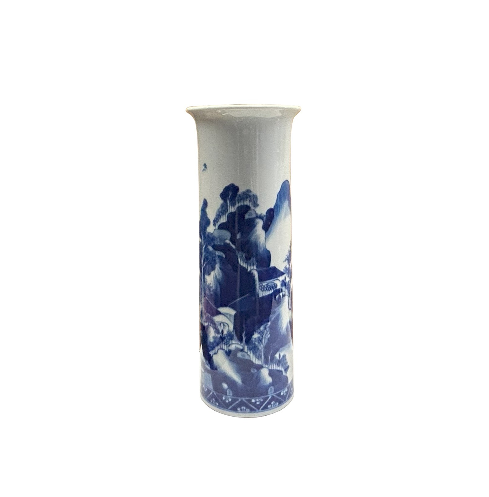 Blue White Oriental Scenery Graphic Cylinder Shape Porcelain Art Vase ws4817S Blue White Oriental Scenery Graphic Cylinder Shape Porcelain Art Vase ws4817S
