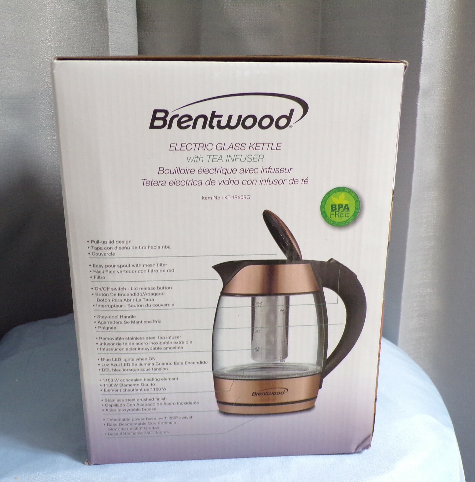 Brentwood Borosilicate Glass Tea Kettle with Infuser - Copper