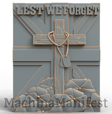 3D Model STL File for CNC Router/Laser & 3D Printer 3341. LEST WE FORGET