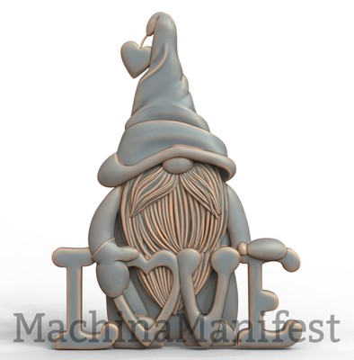 3D Model STL File for CNC Router/Laser & 3D Printer 3034. LOVE GNOME