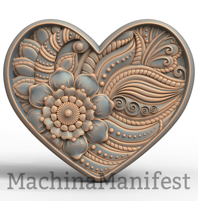 3D Model STL File for CNC Router/Laser & 3D Printer 3258. MANDALA HEARTH