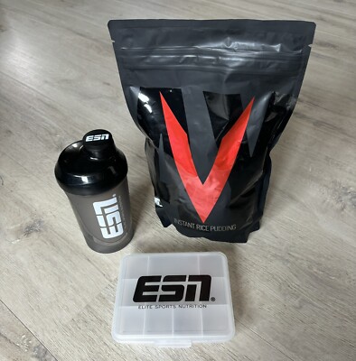 ESN VAYU Instant Rice Pudding + Shaker + Supplements Box Sups Reispudding
