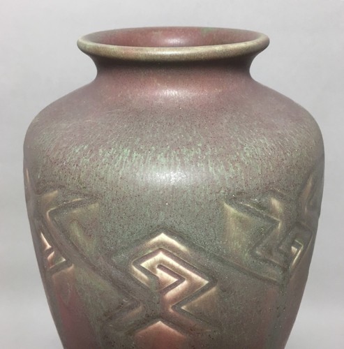 Large 12 Rookwood Pottery Incised Geometric Z line Style Vellum Vase 1907 614C