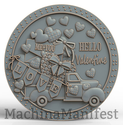 3D Model STL File for CNC Router/Laser & 3D Printer 2998. HAPPY VALENTINE'S DAY