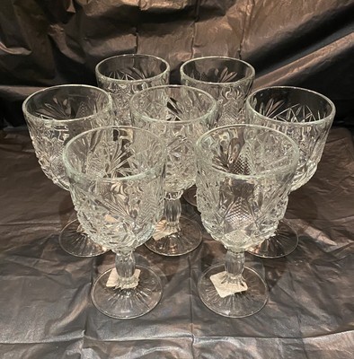 Boutique Famous Stunning Cut Glass Star Burst Design Cooler Goblets 7pc