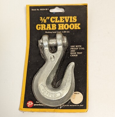 ++ 3/8 Grade Alloy Clevis Grab Hook Chain Peerless 5,400 LBS New - NOS ++ B1