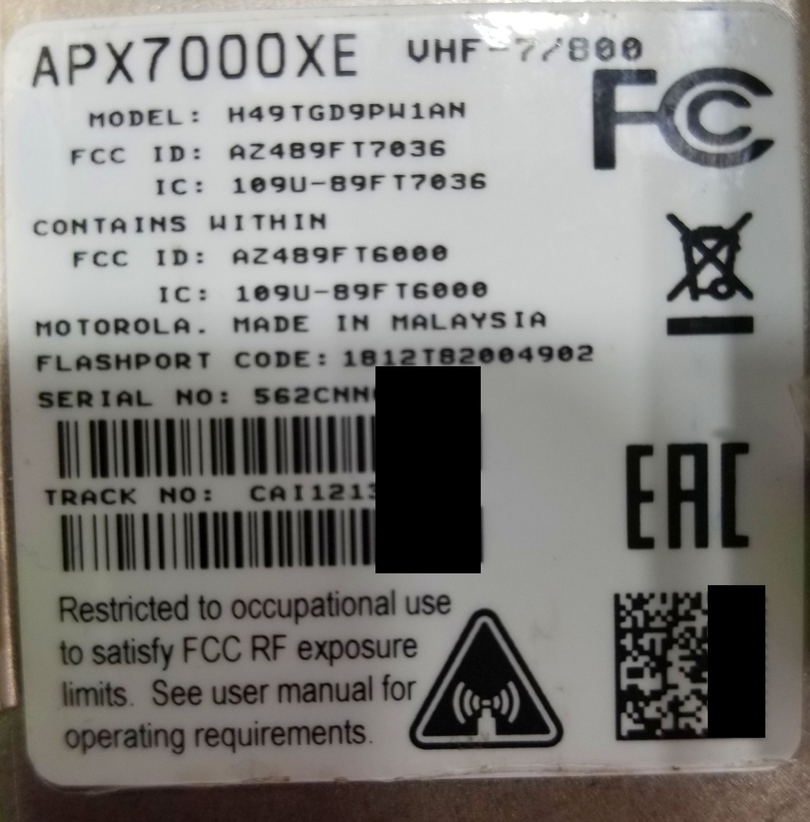MOTOROLA APX7000 XE 3.5 700/800 VHF 136-174  MHZ DIGITAL RADIO P25 TDMA FPP TAGS