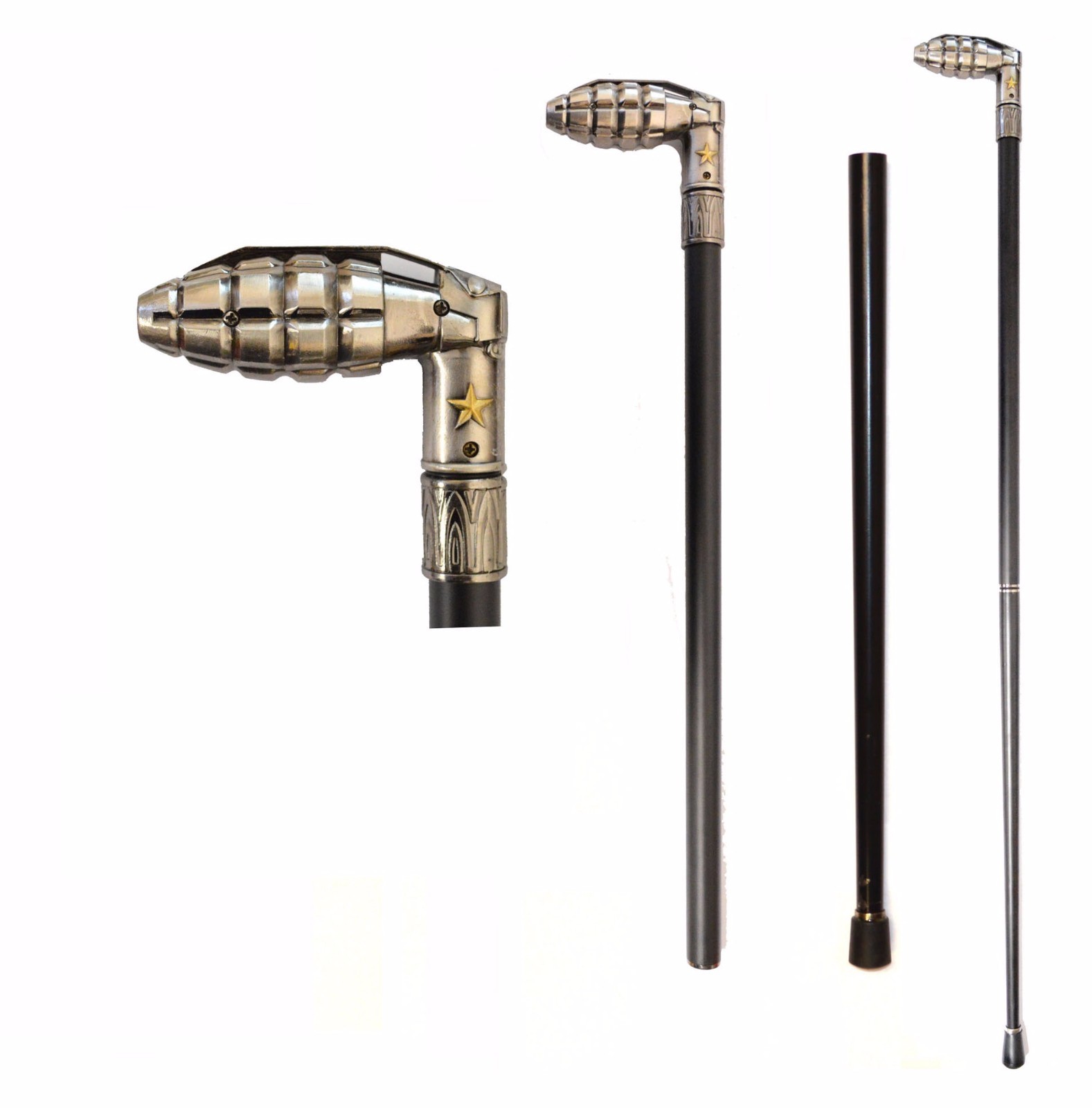 Hand Grenade Shaped Walking Stick Cane US Military Army Cane